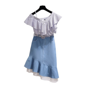 学院风格子高腰修身半身裙